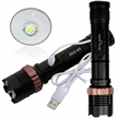 Sidiou Group CREE XM-L T6 LED 1800Lm Zoomable USB Charger Flashlight With 1x18650 Battery and USB Cable and Bicycle Bracket